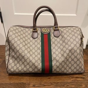 GG supreme monogram carry on duffle brown bag
